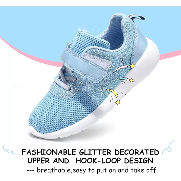 Harvest Land Toddler Glitter Tennis Shoes Slip On Boys Girls Sneakers Casual Running Shoes Woven Breathable with Soft Soled Sports Hook-Loop Outdoor Shoes