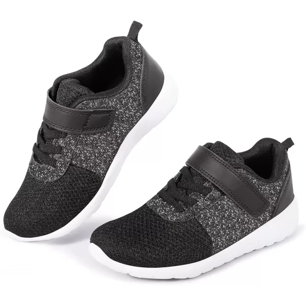 Harvest Land Toddler Glitter Tennis Shoes Slip On Boys Girls Sneakers Casual Running Shoes Woven Breathable with Soft Soled Sports Hook-Loop Outdoor Shoes