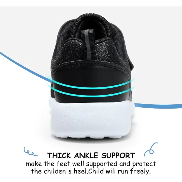 Harvest Land Toddler Glitter Tennis Shoes Slip On Boys Girls Sneakers Casual Running Shoes Woven Breathable with Soft Soled Sports Hook-Loop Outdoor Shoes