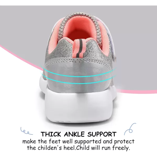 Harvest Land Toddler Glitter Tennis Shoes Slip On Boys Girls Sneakers Casual Running Shoes Woven Breathable with Soft Soled Sports Hook-Loop Outdoor Shoes