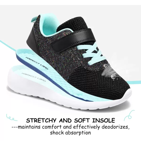 Harvest Land Toddler Glitter Tennis Shoes Slip On Boys Girls Sneakers Casual Running Shoes Woven Breathable with Soft Soled Sports Hook-Loop Outdoor Shoes