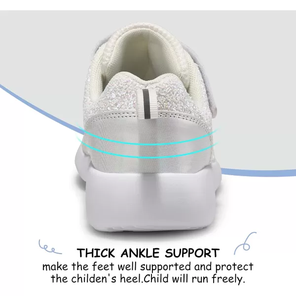 Harvest Land Toddler Glitter Tennis Shoes Slip On Boys Girls Sneakers Casual Running Shoes Woven Breathable with Soft Soled Sports Hook-Loop Outdoor Shoes