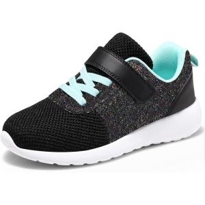 imageHarvest Land Girls Sneakers ToddlersKids Glitter Tennis Shoes Fashion Mesh Breathable Hook and Loop Slipon Basketball Running Sports ShoesBlack 1 Big Kid