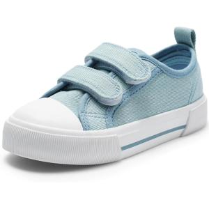 imageHarvest Land Toddler Kids Canvas Sneakers for Boys and Girls  Casual Walking Shoes with Double HookandLoop Straps NonSlip Lightweight Trainers for Baby ampamp Little KidsBlue