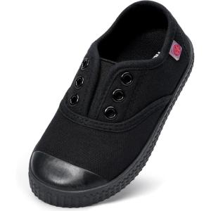 imageKids Shoes Toddlers Canvas Sneakers Slipon Comfortable Light Weight SkinFriendly Causal Running Tennis Shoes for Boys GirlsToddleLittle KidsBig KidsBlackPure