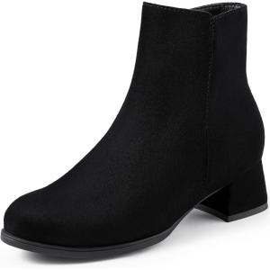 imageHarvest Land Womens Ankle Boots Low Heels Suede Chunky Fashion BootiesBlack