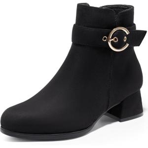 imageHarvest Land Womens Ankle Boots Low Heels Suede Chunky Fashion BootiesBlackb