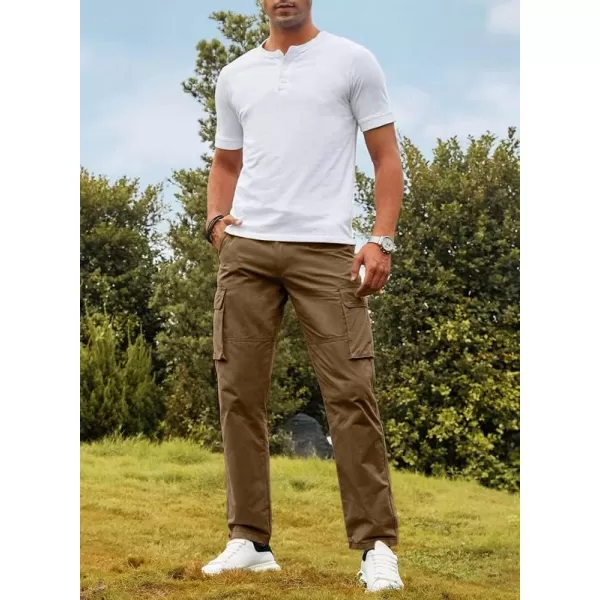 JMIERR Cargo Pants for Men Casual Cotton Relaxed Fit Pants Stretch Elastic Waist Lightweight Work Pants Multi Pockets