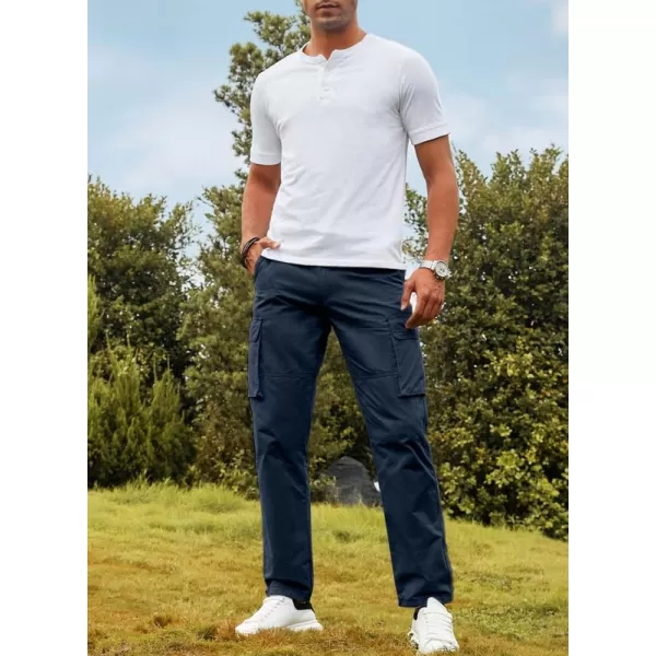 JMIERR Cargo Pants for Men Casual Cotton Relaxed Fit Pants Stretch Elastic Waist Lightweight Work Pants Multi Pockets