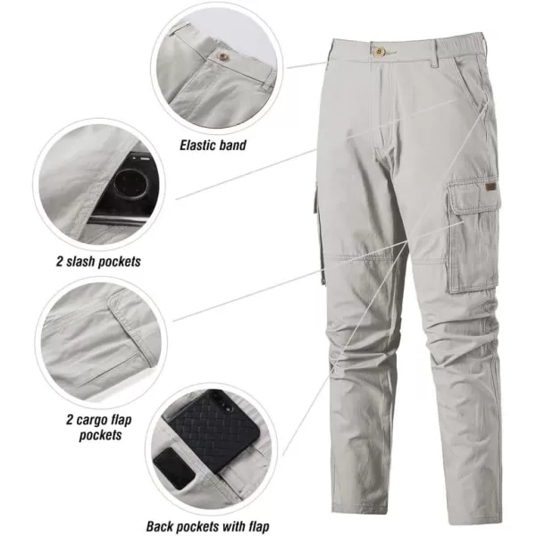 JMIERR Cargo Pants for Men Casual Cotton Relaxed Fit Pants Stretch Elastic Waist Lightweight Work Pants Multi Pockets