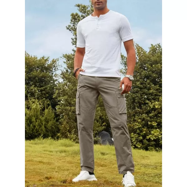 JMIERR Cargo Pants for Men Casual Cotton Relaxed Fit Pants Stretch Elastic Waist Lightweight Work Pants Multi Pockets