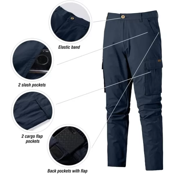 JMIERR Cargo Pants for Men Casual Cotton Relaxed Fit Pants Stretch Elastic Waist Lightweight Work Pants Multi Pockets