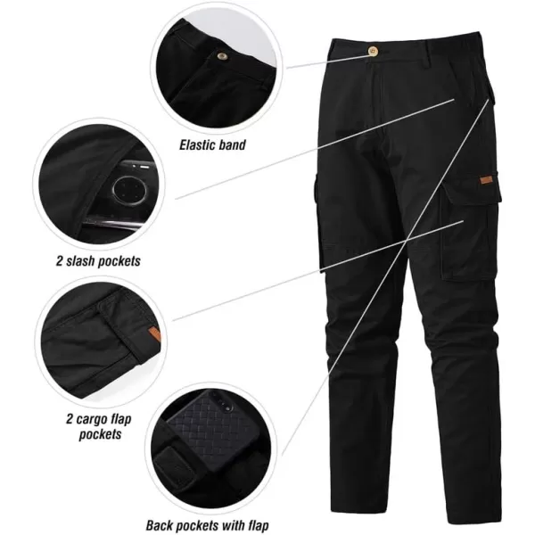 JMIERR Cargo Pants for Men Casual Cotton Relaxed Fit Pants Stretch Elastic Waist Lightweight Work Pants Multi Pockets