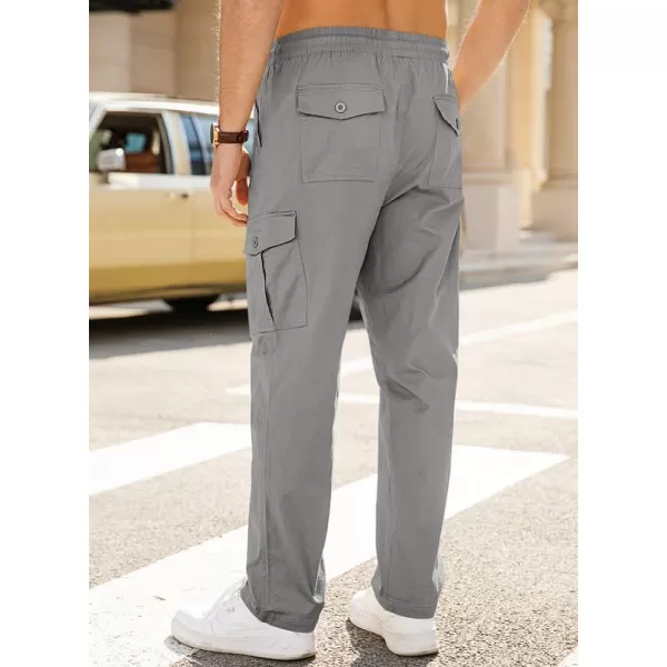 JMIERR Cargo Pants for Men Casual Cotton Relaxed Fit Pants Stretch Elastic Waist Lightweight Work Pants Multi Pockets