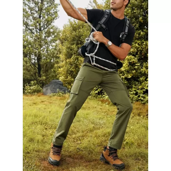 JMIERR Cargo Pants for Men Casual Cotton Relaxed Fit Pants Stretch Elastic Waist Lightweight Work Pants Multi Pockets