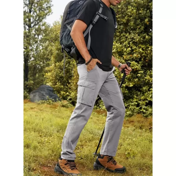 JMIERR Cargo Pants for Men Casual Cotton Relaxed Fit Pants Stretch Elastic Waist Lightweight Work Pants Multi Pockets