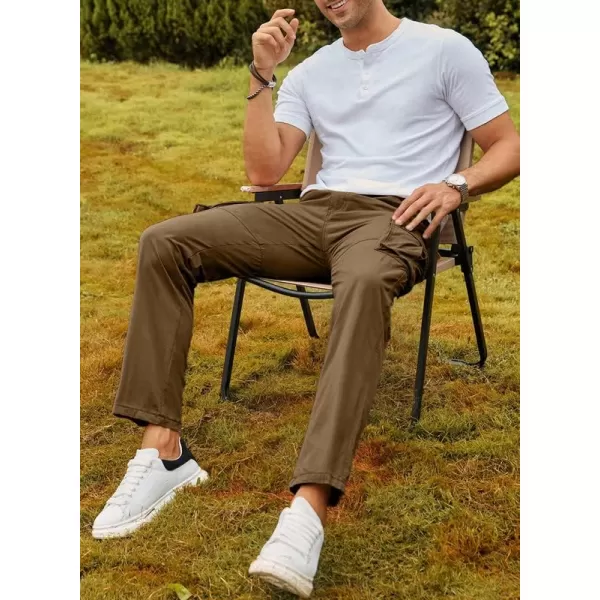 JMIERR Cargo Pants for Men Casual Cotton Relaxed Fit Pants Stretch Elastic Waist Lightweight Work Pants Multi Pockets