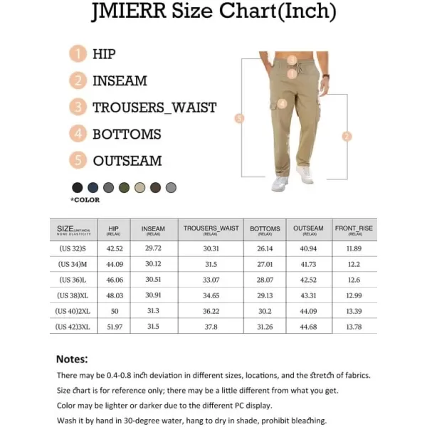 JMIERR Cargo Pants for Men Casual Cotton Relaxed Fit Pants Stretch Elastic Waist Lightweight Work Pants Multi Pockets