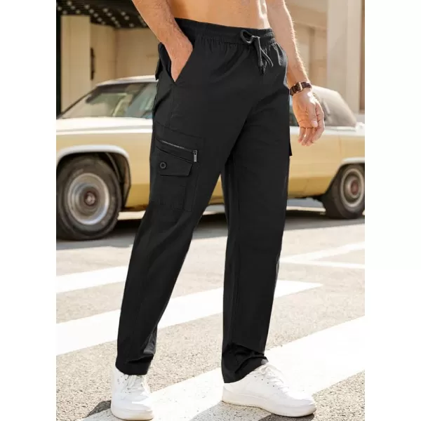 JMIERR Cargo Pants for Men Casual Cotton Relaxed Fit Pants Stretch Elastic Waist Lightweight Work Pants Multi Pockets