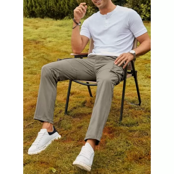 JMIERR Cargo Pants for Men Casual Cotton Relaxed Fit Pants Stretch Elastic Waist Lightweight Work Pants Multi Pockets