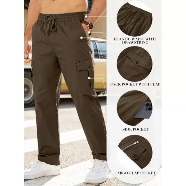 JMIERR Cargo Pants for Men Casual Cotton Relaxed Fit Pants Stretch Elastic Waist Lightweight Work Pants Multi Pockets