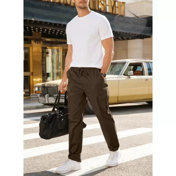 JMIERR Cargo Pants for Men Casual Cotton Relaxed Fit Pants Stretch Elastic Waist Lightweight Work Pants Multi Pockets