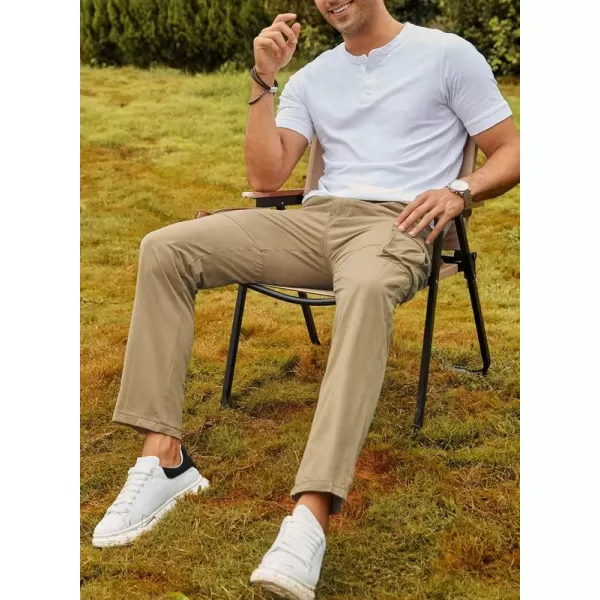JMIERR Cargo Pants for Men Casual Cotton Relaxed Fit Pants Stretch Elastic Waist Lightweight Work Pants Multi Pockets