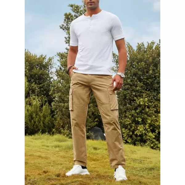 JMIERR Cargo Pants for Men Casual Cotton Relaxed Fit Pants Stretch Elastic Waist Lightweight Work Pants Multi Pockets