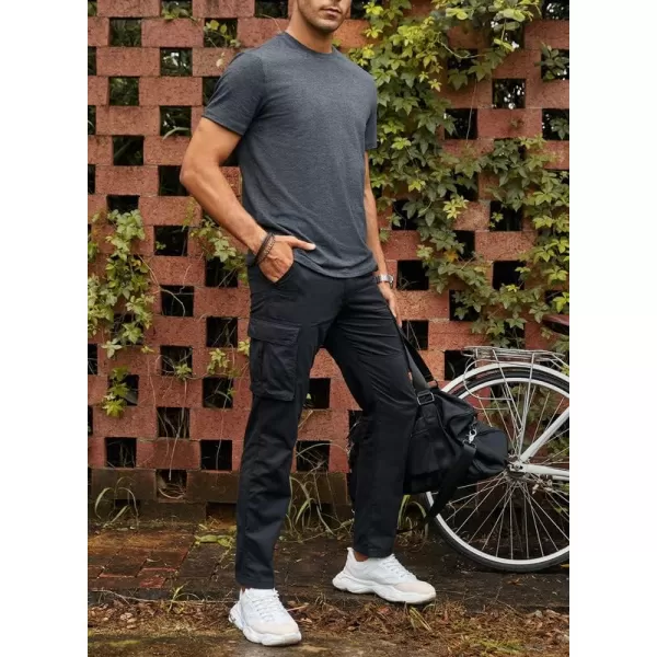 JMIERR Cargo Pants for Men Casual Cotton Relaxed Fit Pants Stretch Elastic Waist Lightweight Work Pants Multi Pockets