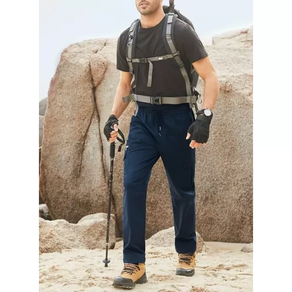 JMIERR Cargo Pants for Men Casual Cotton Relaxed Fit Pants Stretch Elastic Waist Lightweight Work Pants Multi Pockets