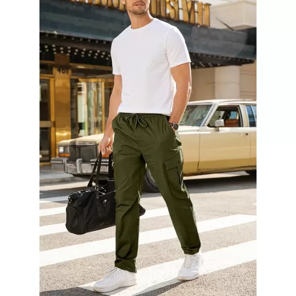 JMIERR Cargo Pants for Men Casual Cotton Relaxed Fit Pants Stretch Elastic Waist Lightweight Work Pants Multi Pockets