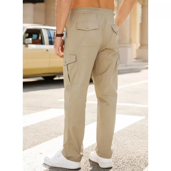 JMIERR Cargo Pants for Men Casual Cotton Relaxed Fit Pants Stretch Elastic Waist Lightweight Work Pants Multi Pockets