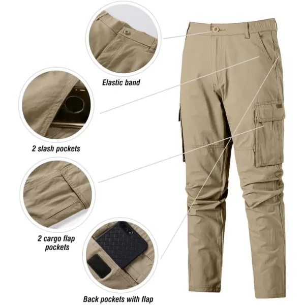 JMIERR Cargo Pants for Men Casual Cotton Relaxed Fit Pants Stretch Elastic Waist Lightweight Work Pants Multi Pockets