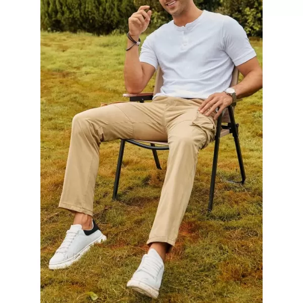 JMIERR Cargo Pants for Men Casual Cotton Relaxed Fit Pants Stretch Elastic Waist Lightweight Work Pants Multi Pockets