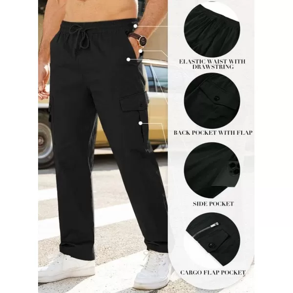 JMIERR Cargo Pants for Men Casual Cotton Relaxed Fit Pants Stretch Elastic Waist Lightweight Work Pants Multi Pockets