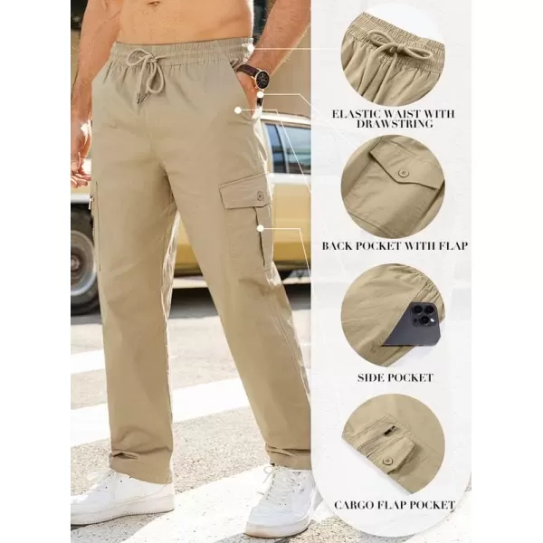 JMIERR Cargo Pants for Men Casual Cotton Relaxed Fit Pants Stretch Elastic Waist Lightweight Work Pants Multi Pockets
