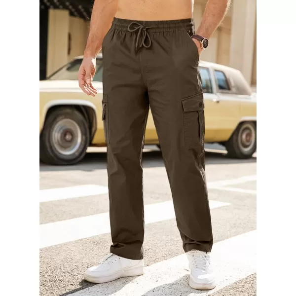 JMIERR Cargo Pants for Men Casual Cotton Relaxed Fit Pants Stretch Elastic Waist Lightweight Work Pants Multi Pockets