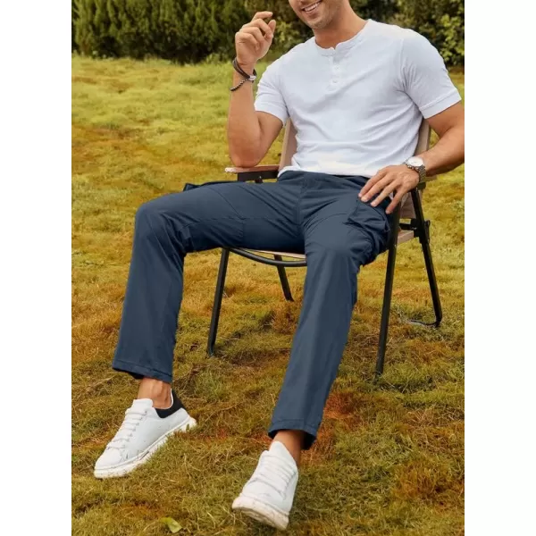 JMIERR Cargo Pants for Men Casual Cotton Relaxed Fit Pants Stretch Elastic Waist Lightweight Work Pants Multi Pockets