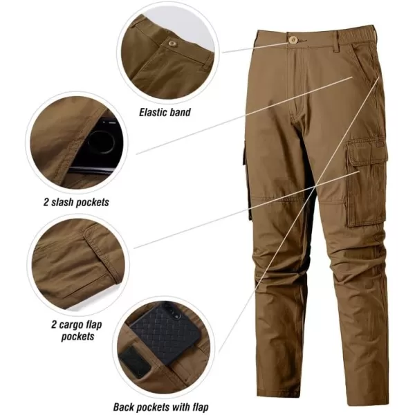 JMIERR Cargo Pants for Men Casual Cotton Relaxed Fit Pants Stretch Elastic Waist Lightweight Work Pants Multi Pockets