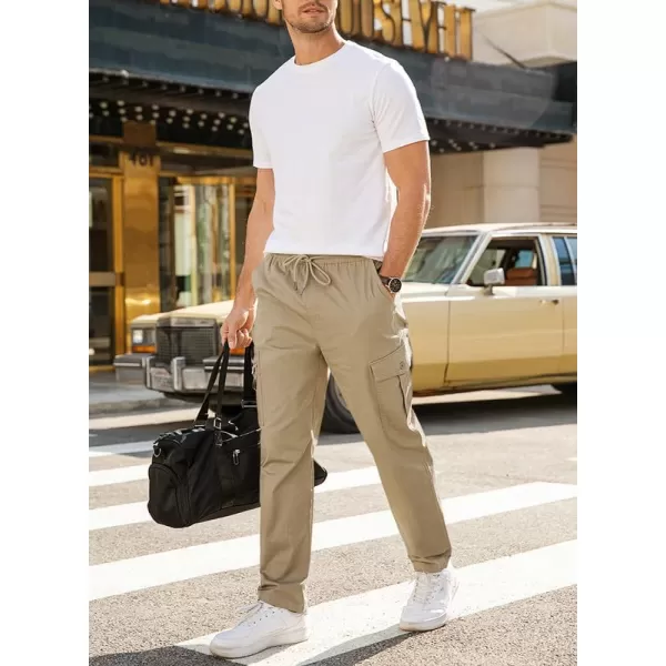 JMIERR Cargo Pants for Men Casual Cotton Relaxed Fit Pants Stretch Elastic Waist Lightweight Work Pants Multi Pockets