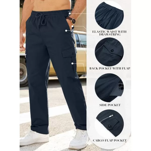 JMIERR Cargo Pants for Men Casual Cotton Relaxed Fit Pants Stretch Elastic Waist Lightweight Work Pants Multi Pockets