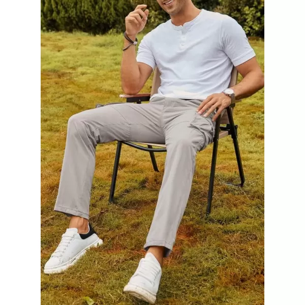 JMIERR Cargo Pants for Men Casual Cotton Relaxed Fit Pants Stretch Elastic Waist Lightweight Work Pants Multi Pockets