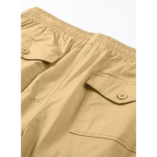JMIERR Cargo Pants for Men Casual Cotton Relaxed Fit Pants Stretch Elastic Waist Lightweight Work Pants Multi Pockets