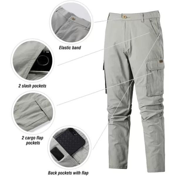 JMIERR Cargo Pants for Men Casual Cotton Relaxed Fit Pants Stretch Elastic Waist Lightweight Work Pants Multi Pockets