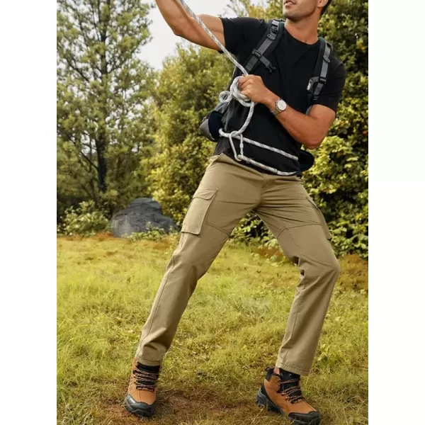 JMIERR Cargo Pants for Men Casual Cotton Relaxed Fit Pants Stretch Elastic Waist Lightweight Work Pants Multi Pockets