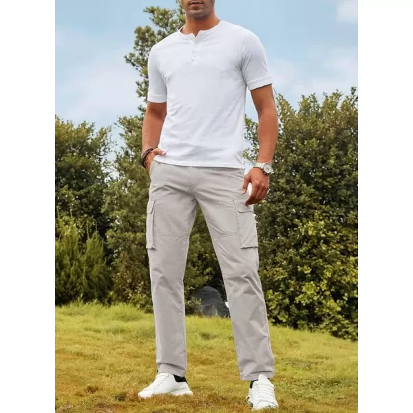 JMIERR Cargo Pants for Men Casual Cotton Relaxed Fit Pants Stretch Elastic Waist Lightweight Work Pants Multi Pockets