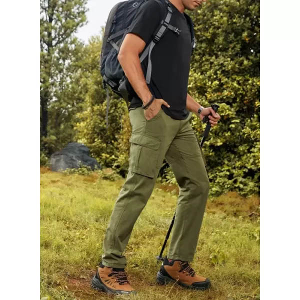 JMIERR Cargo Pants for Men Casual Cotton Relaxed Fit Pants Stretch Elastic Waist Lightweight Work Pants Multi Pockets