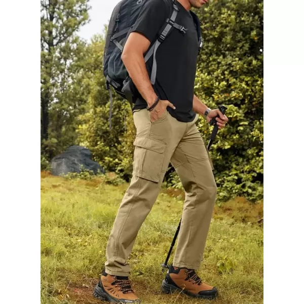 JMIERR Cargo Pants for Men Casual Cotton Relaxed Fit Pants Stretch Elastic Waist Lightweight Work Pants Multi Pockets