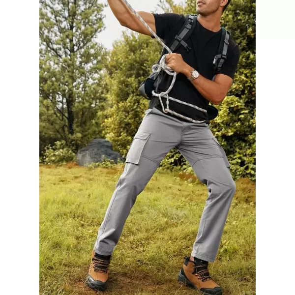 JMIERR Cargo Pants for Men Casual Cotton Relaxed Fit Pants Stretch Elastic Waist Lightweight Work Pants Multi Pockets