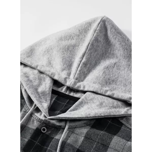 JMIERR Flannel Hoodies for Men Casual Button Down PlaidLong Sleeve Lightweight Shirts Jackets